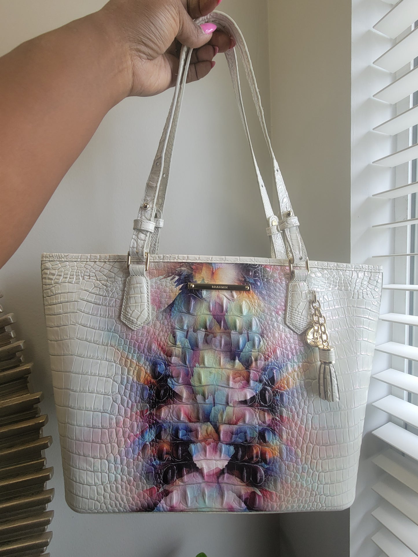 Authentic ombre leather satchel with matching wallet