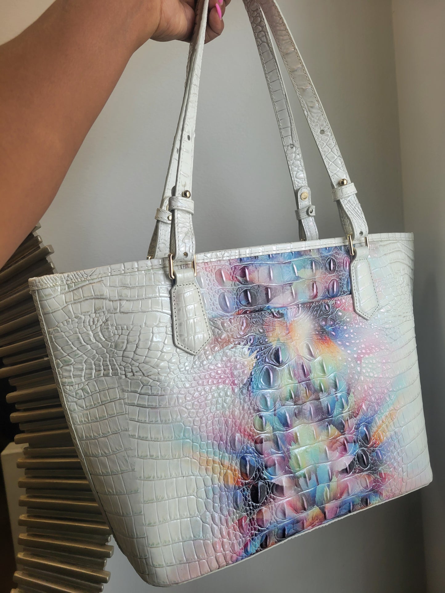 Authentic ombre leather satchel with matching wallet