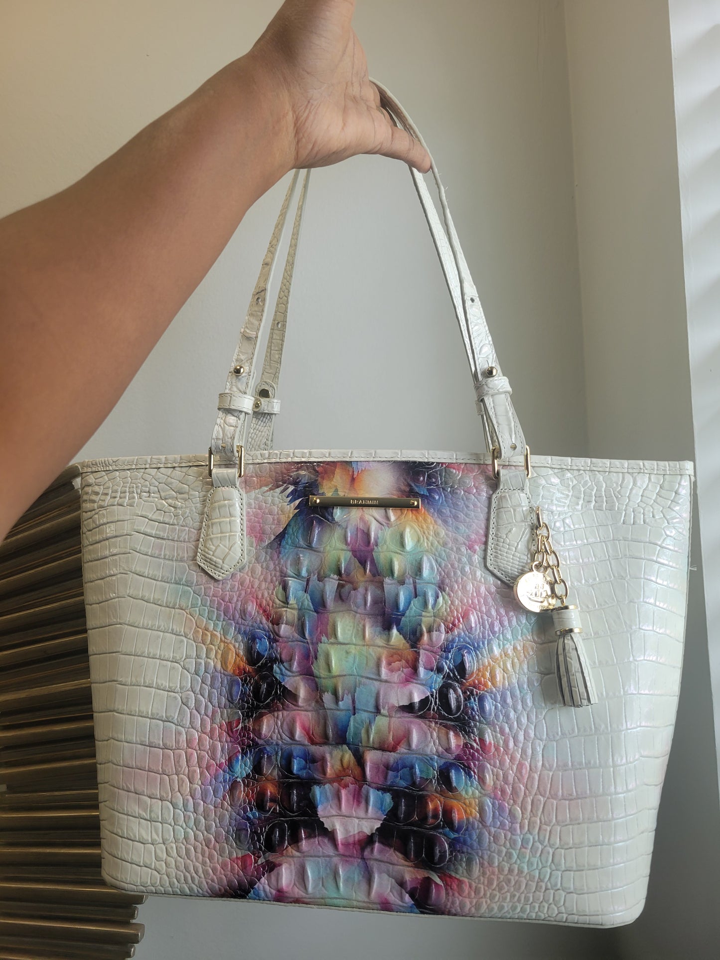 Authentic ombre leather satchel with matching wallet