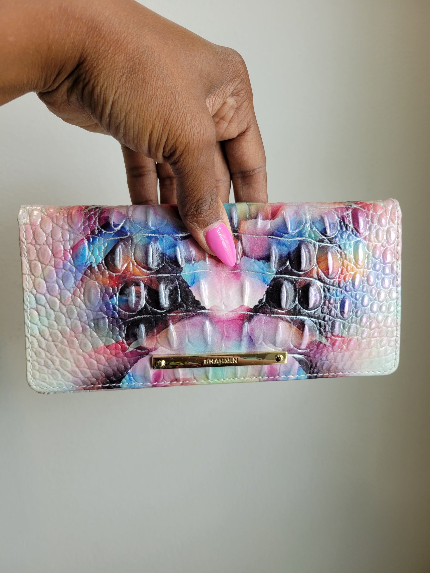 Authentic ombre leather satchel with matching wallet