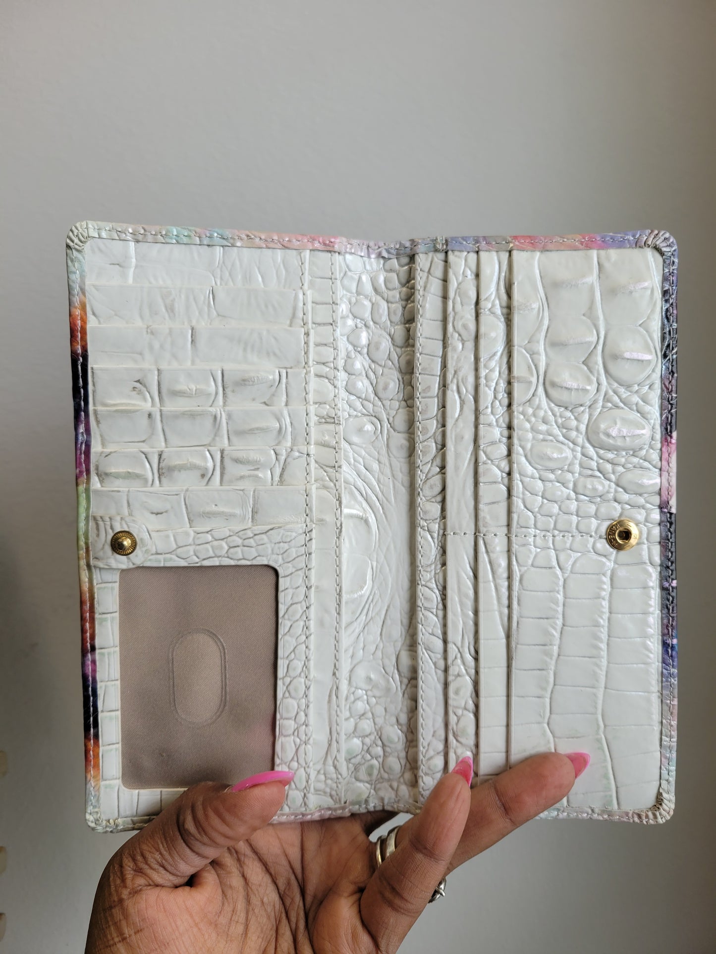 Authentic ombre leather satchel with matching wallet