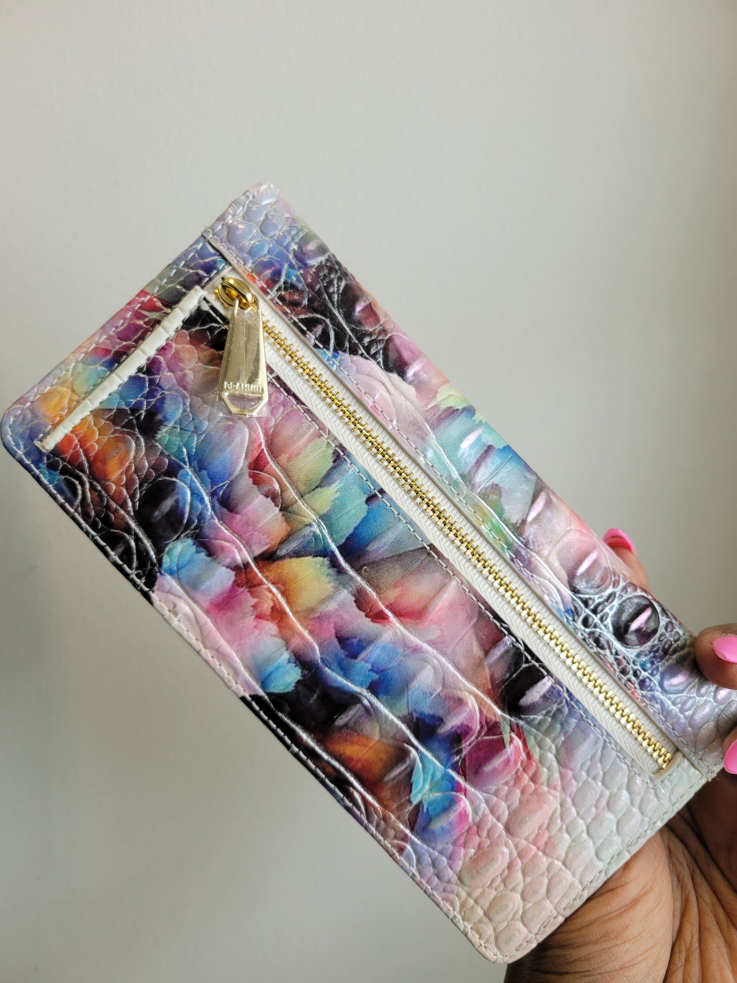 Authentic ombre leather satchel with matching wallet