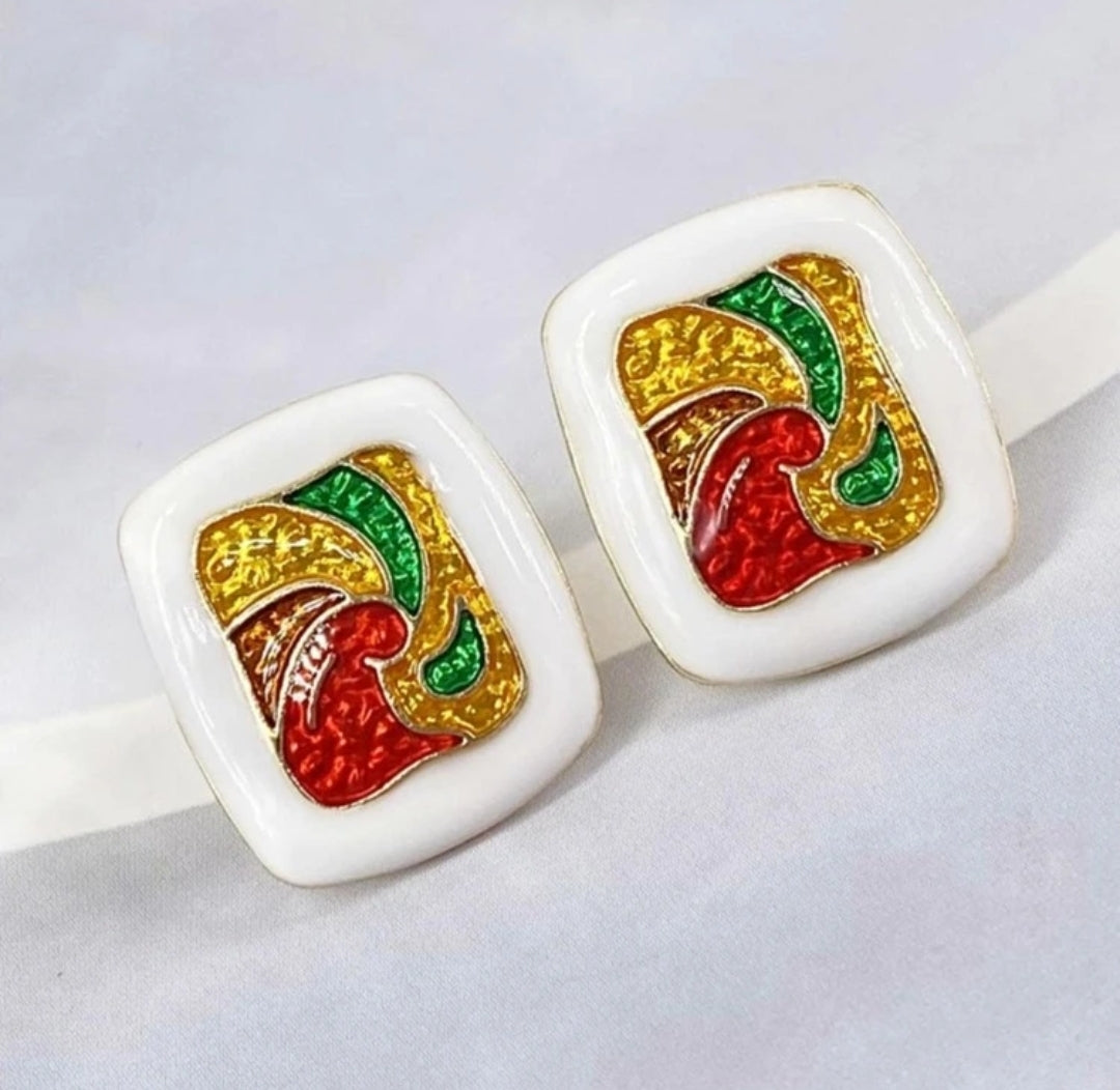 COLOR SWIRL WHITE RIM SQUARE EAR