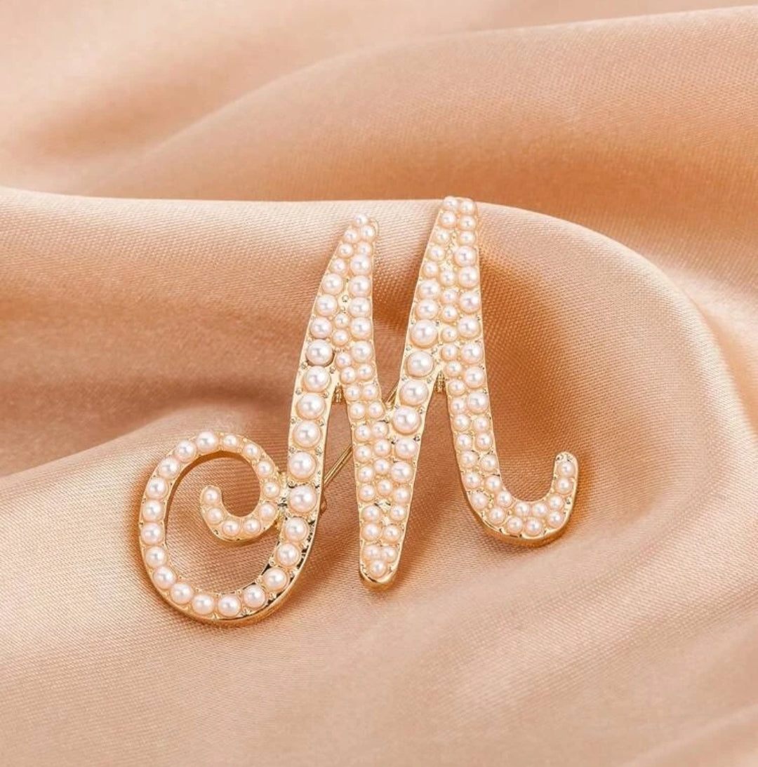 PEARL M BROOCH