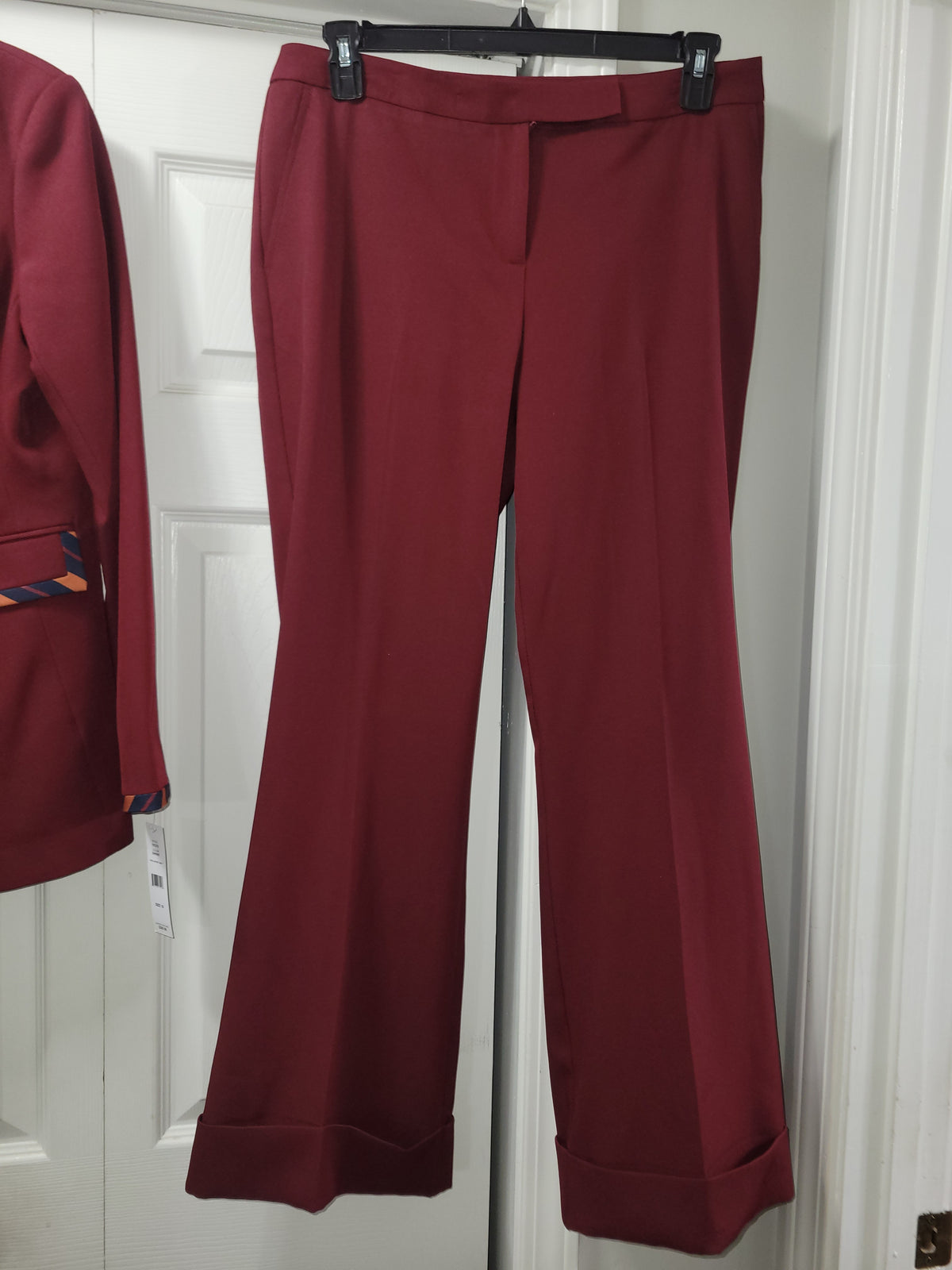 Size 10 cranberry striped nautical button pants suit