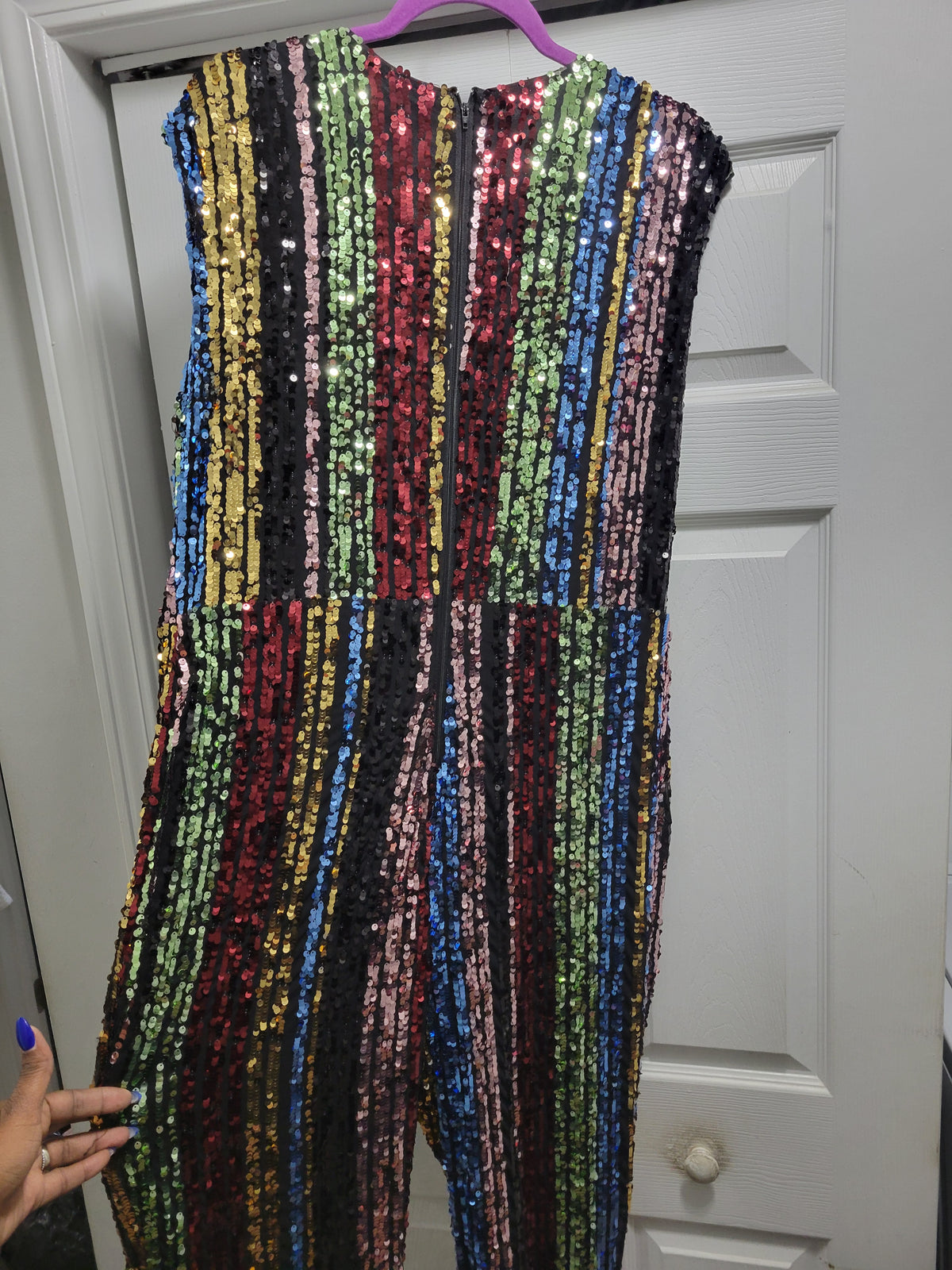 3X MULTI SEQUIN JUMPSUIT BEST FITS A 2X