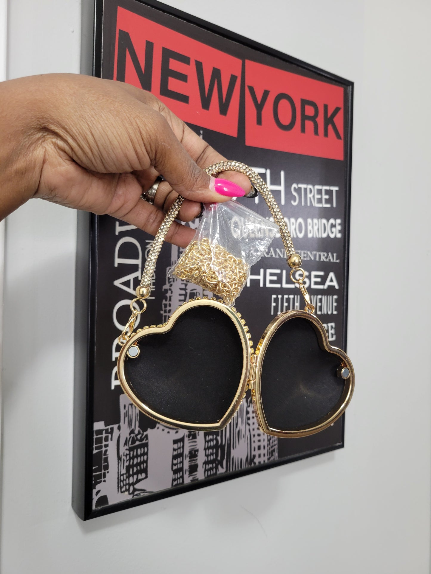 MULTI RHINE MINI BLING HEART PURSE
