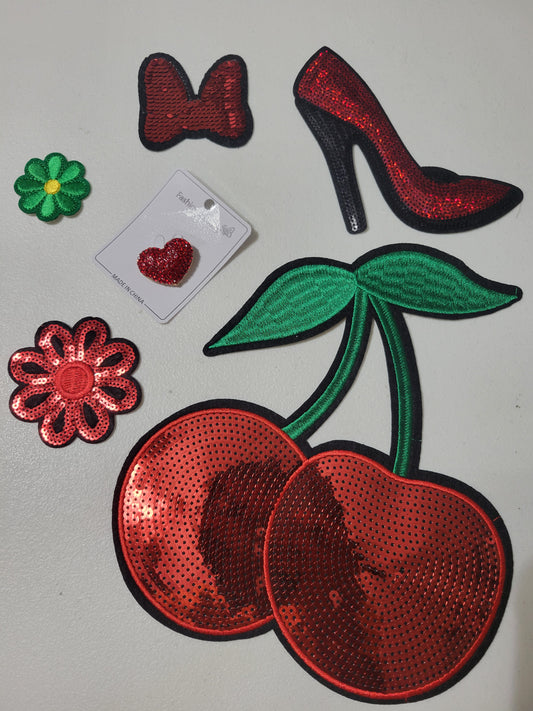 CHERRY RED BROOCH & PATCH BUNDLE