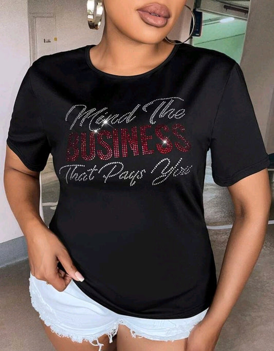 SIZE 2X BUSINESS BLING TEE