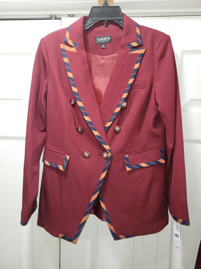 Size 10 cranberry striped nautical button pants suit