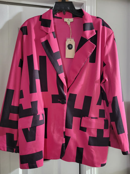 Size M & L FAITH printed bold pink statement piece blazer