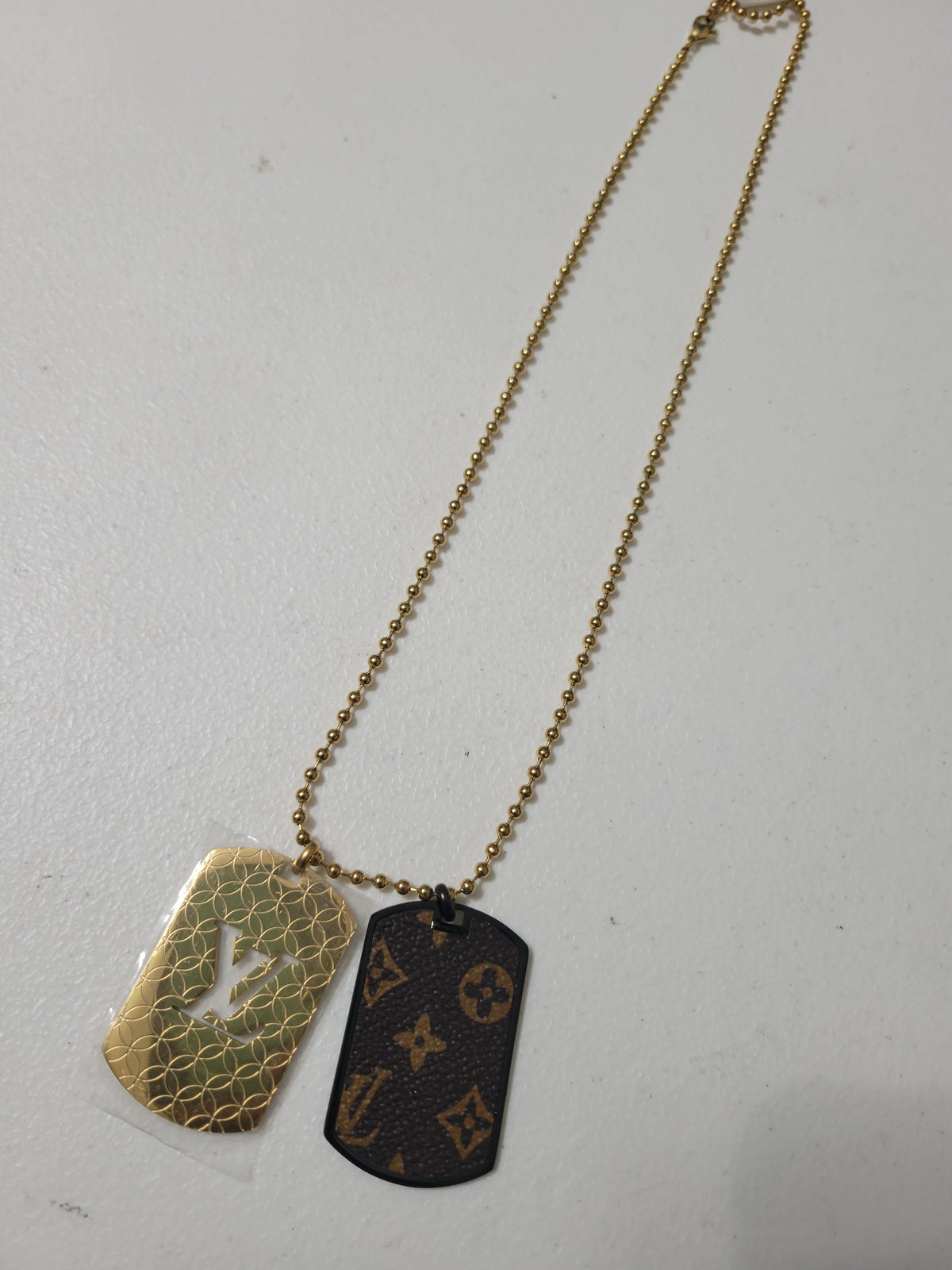 Designer double-sided dog tag chain