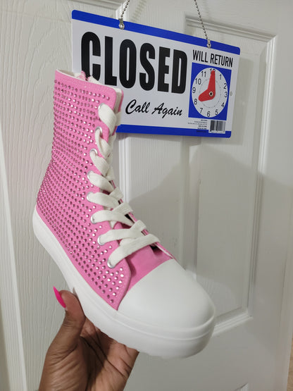 SZ 6 PINK BLING SNEAKER