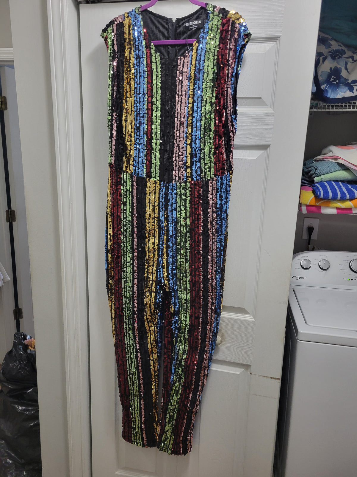 3X MULTI SEQUIN JUMPSUIT BEST FITS A 2X