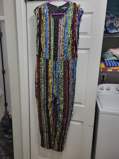 3X MULTI SEQUIN JUMPSUIT BEST FITS A 2X