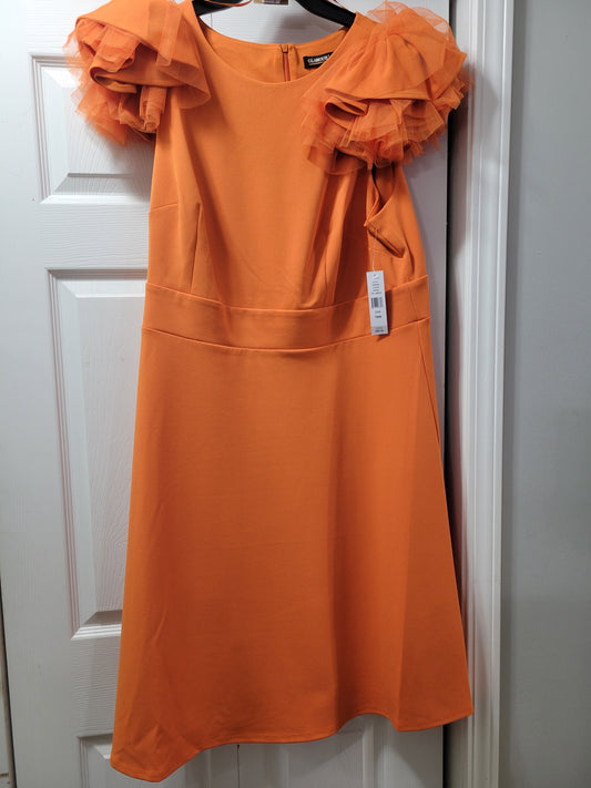 286 SIZE 18W ORANGE TULLE SHOULDER DRESS