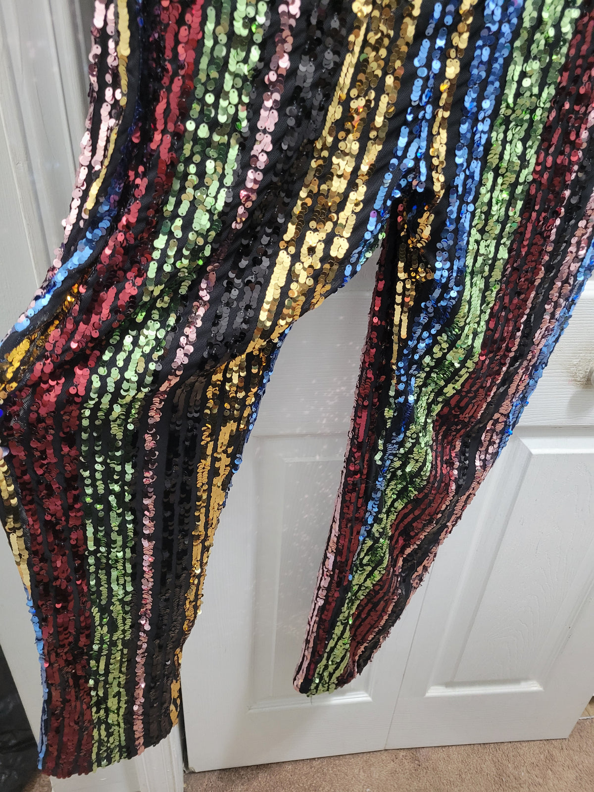 3X MULTI SEQUIN JUMPSUIT BEST FITS A 2X