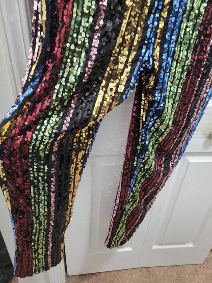 3X MULTI SEQUIN JUMPSUIT BEST FITS A 2X