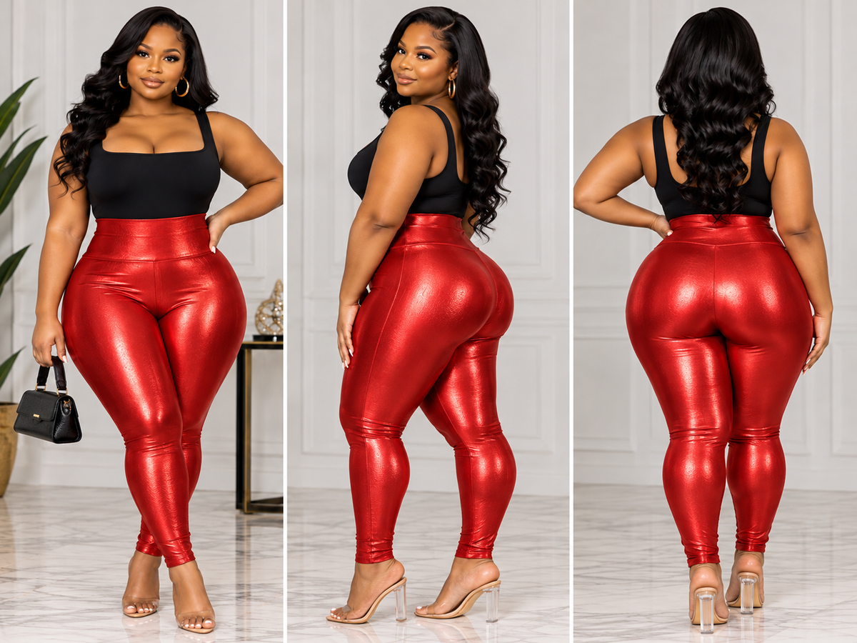 Sz 2x red metallic leggings